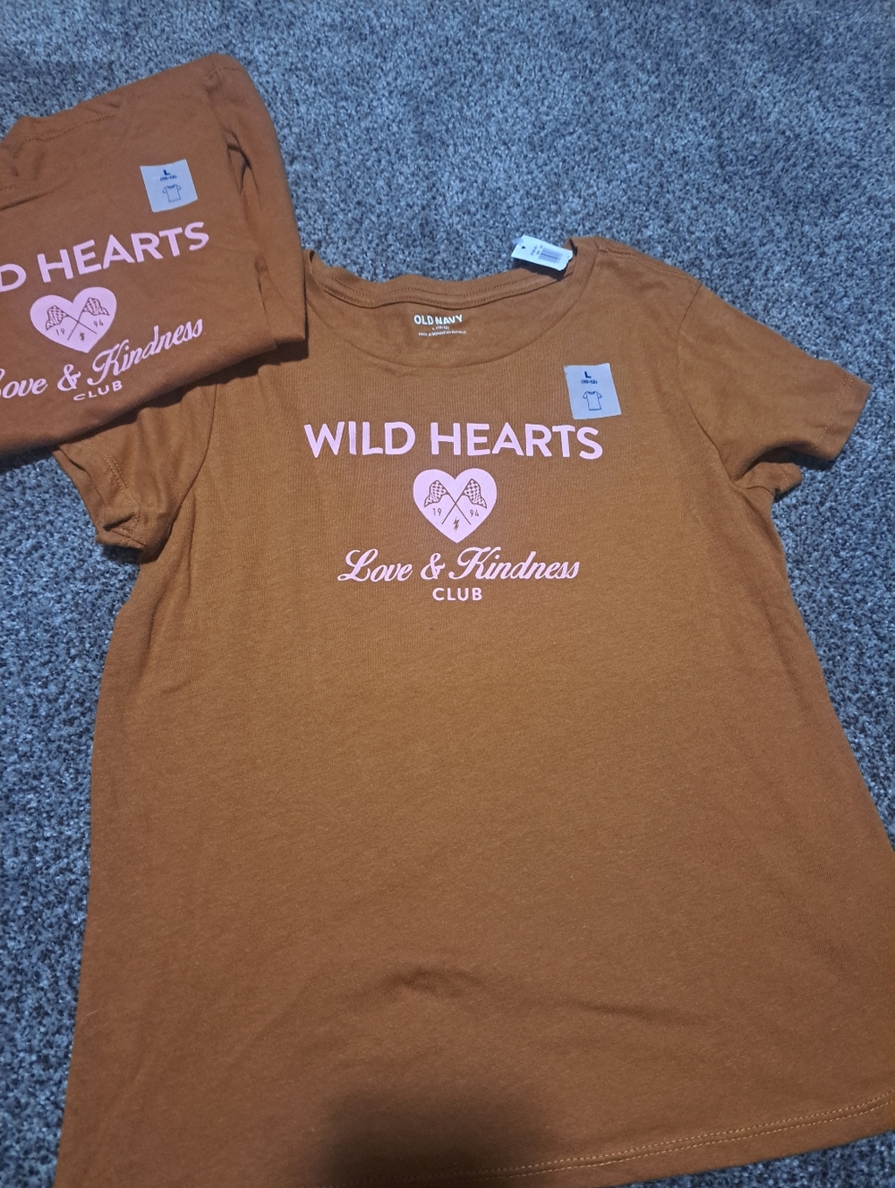 Old Navy Girls Short Sleeve Tee in Rust with Pink Graphic